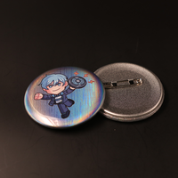 Badge bouton rond holographique en fer sans nickel, imprimé UV personnalisé, pour événements, cadeaux promotionnels, marquage personnalisé
