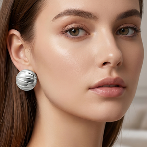 Pendientes de botón ovalados gruesos de acero inoxidable 316L chapados en oro de 18 quilates de alto brillo con engaste de bisel, hipoalergénicos, joyería de moda linda - Product Image 6