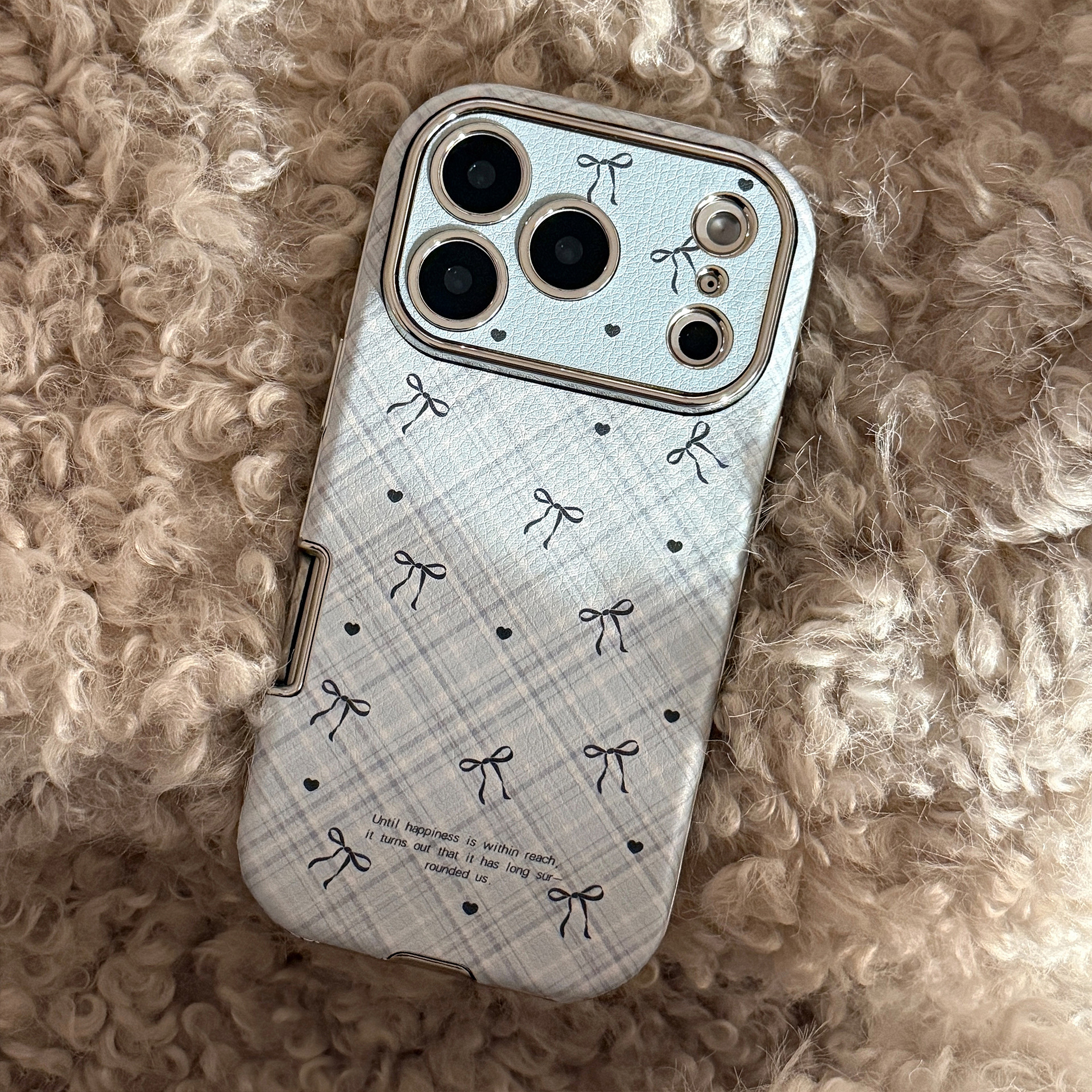 Electroplated Silver Blue Diamond Gray Heart Knot