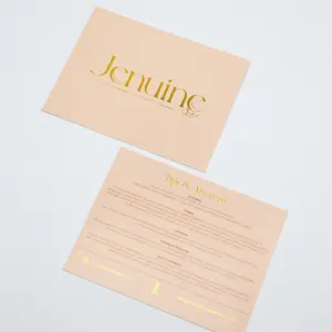 Custom color thank you card with gold foil logo & information for small business company name card