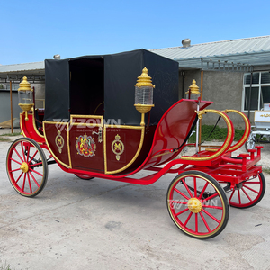 Charrette électrique rétro de tourisme au design créatif, vente directe d'usine, calèche rouge avec auvent - Product Image 3