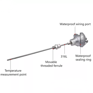 ユニバーサルタイプK温度1000 ° C 高精度温度センサー 高温対応装甲型送信機 Pt100 Rtd - Product Image 3