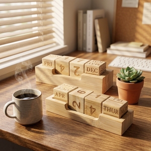 Calendario da Scrivania in Legno di Bambù Personalizzato Economico Stile Arte Popolare con Decorazioni Dipinte - Product Image 5