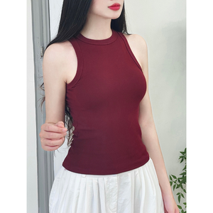 Camiseta de tirantes ajustada elástica para mujer con logotipo personalizado, camiseta ajustada para gimnasio y Yoga con espalda cruzada - Product Image 5