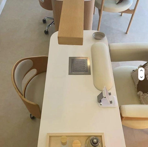 Modern Japanese Nail Art <b>Table</b> with Solid Wood Frame and <b>Marble</b> <b>Top</b> for Salon or Living Room Use Includes Nail Supplies - Product Image 5