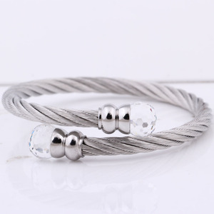 Stainless Steel 5Mm <b>Bracelet</b> With Crystal Beads Titanium Cable Women's Jewelry Gift <b>Red</b> Ab Pink - Product Image 4