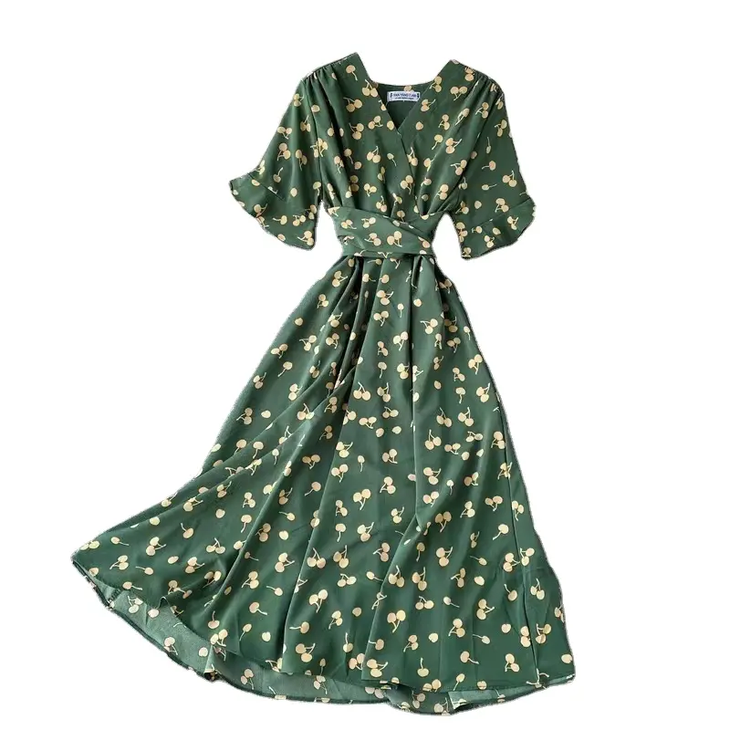 2023 लक्जरी गाउन ड्रेस के लिए टैनिन्यू शाम पोशाक, लंबी छोटी आस्तीन और महिलाओं के लिए फूलों के डॉट्स ड्रेस