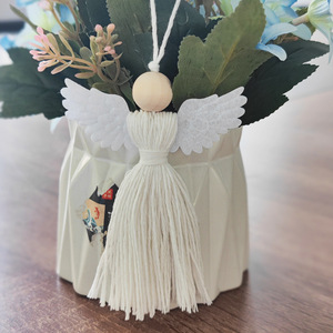 G114 Nuova Decorazione Natalizia Creativa ed Ecologica, Pendente Angelo in Cotone Intrecciato a Mano, Decorazione per la Casa - Product Image 2