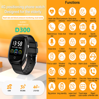 Reloj Inteligente para Personas Mayores D300 4G con Posicionamiento GPS, SOS, Llamadas Espaciales, Videollamadas, Temperatura Corporal, Frecuencia Cardíaca