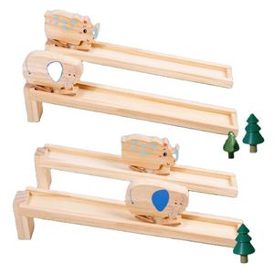 Juguete Creativo y Divertido para Niños, Bloques de Dinosaurios con Inercia para Descender, Rampa de Madera Montessori, Juguetes de Dinosaurios - Product Image 1