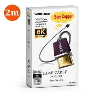 Aksesoris PVC Emas ODM Polibag 8K 21 2M HDMI Kabel Data 7680P 48Gbps Kabel HDMI Ke HDMI 4K 120Hz 8K 60Hz 30Hz