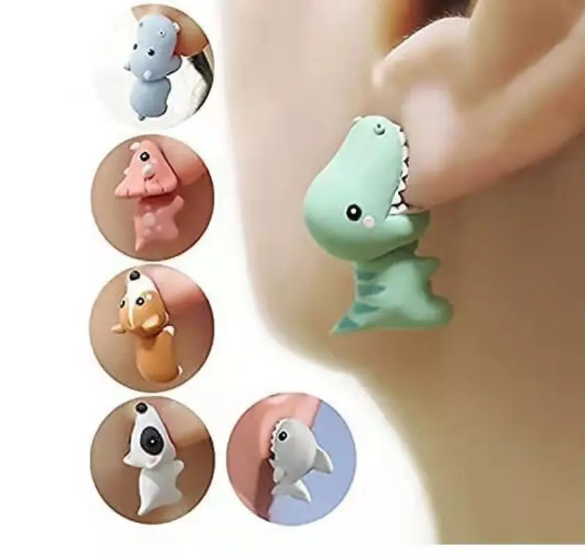 2023 Baru Trendi Dinosaurus Anjing Lucu Korea Stud Earrings Anime Earrings Studs Earrings untuk Wanita