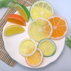 Commercio all'ingrosso 100 pz/lotto 3D di plastica artificiale fette di frutta al limone per Scrapbooking cassa del telefono cucina <span class=keywords><strong>camera</strong></span> stoviglie decorazione - Product Image 1