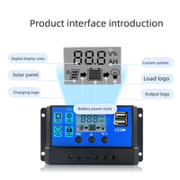 Contrôleur de charge solaire PWM haute efficacité XZJ en promotion, reconnaissance automatique de tension 12V/24V, courant max. 60A, 2 ports USB, lumière LED