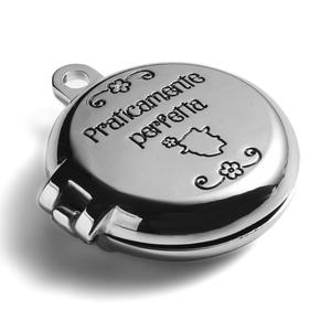 Creative Design Metal Embossed Logo Mini Dual Side <b>Mirror</b> Folding <b>Compact</b> Keychain <b>Mirror</b> - Product Image 3