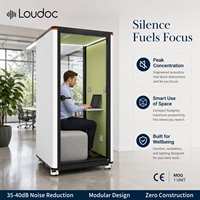 Cabine de bureau silencieuse pour une personne, ignifuge, insonorisée, avec porte en verre trempé, éclairage LED, pour usage scolaire, bureaux, hôtels, villas