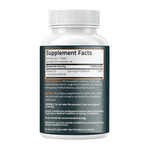 Chinese leverancier groothandel OEM private label biologische veganistische vitamine D3 10000IE 250mcg tabletten immuunversterkende supplementen - Product Image 3