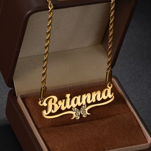 Dropshipping POD Personalized Name Pendant <b>Necklace</b> Gold Plated Stainless Steel Chain <b>Couple</b> Name Heart Shape <b>Necklace</b> - Product Image 4