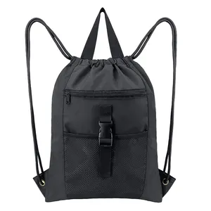 Mochila GRANDE con cordón para gimnasio, 18 "L x 13,6" W, con bolsillos