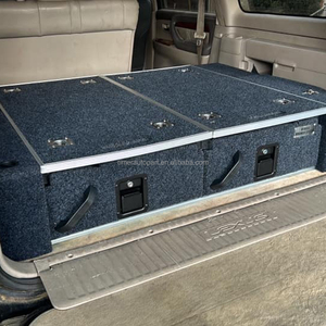 Système de tiroirs doubles pour <span class=keywords><strong>coffre</strong></span> arrière LX470, tiroir verrouillable à clé pour camping 4x4 tout-terrain avec glissière de réfrigérateur à droite et à gauche - Product Image 6