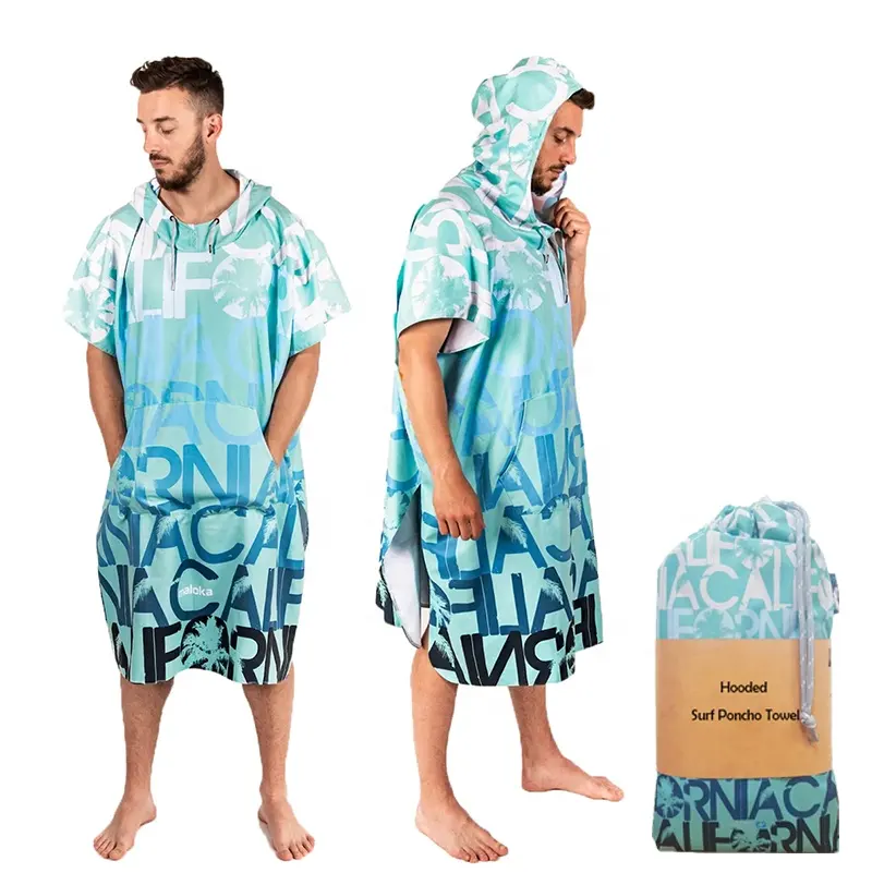 Serviette à langer de plage en microfibre ultra douce pour adultes Serviette poncho