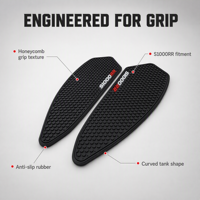 Protector de Tanque de Motocicleta Honeycomb Antideslizante y Antiarañazos para BMW S1000RR, Almohadilla de Agarre para Rodillas de Goma Negra Transparente
