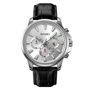 Montre-bracelet Skmei 2071 pour homme, luxe, quartz, bracelet en cuir, haute qualité, logo personnalisé, chronographe à six aiguilles, étanche, simple - Product Image 3