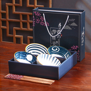 Bol en céramique sous glaçure de style japonais, compatible micro-ondes, vaisselle pour riz, nouilles, soupes, steaks, assiette de table domestique - Product Image 6