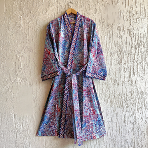 Vestido Kimono Hecho a Mano en India, 100% Algodón, Estampado Floral, Informal, para Vacaciones en la Playa, para Verano, Primavera, Perfecto para Usar con Bikini, Invierno, Otoño - Product Image 1
