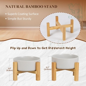 Bol surélevé de luxe personnalisé pour chien et chat, gamelle surélevée pour animaux de compagnie avec support en bambou - Product Image 3