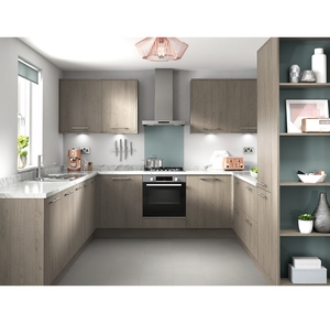 Dorene Căn Hộ Tủ Gắn Tường Màu Gỗ Óc Chó Melamine Giá Rẻ Hình Chữ U Và Tủ Sơn Mài Trắng Bộ Đồ Nội Thất - Product Image 1