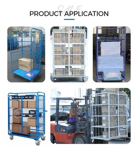 Supermarché au détail livraison Express logistique 3 côtés chariot de stockage galvanisé métal pliable rouleau conteneur - Product Image 4