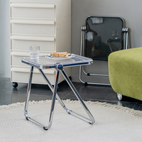 Table d'appoint moderne en acrylique transparent Table de chevet ou table basse pliable pour chambre ou salon