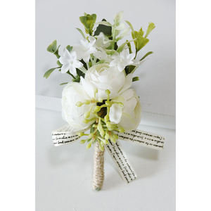 पुरुषों दूल्हे Corsages के और Boutonnieres सफेद गुलाब रेशम विंटेज ब्रोच पार्टी ब्राइडल प्रोम सजावट के सामान - Product Image 5