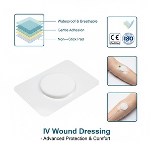 Apósito transparente impermeable de película de PU para cánula <span class=keywords><strong>IV</strong></span>, apósito estéril para fijación de catéter médico con almohadilla absorbente estilo marco - Product Image 6
