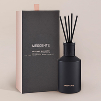 Mescente Oem décoration boîte imprimée 20ml carré en céramique Vranjes casquette en bois maison parfum arôme roseau diffuseur huile