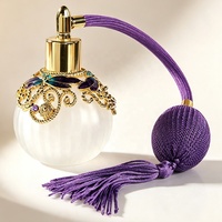 Flacons en verre ronds vides de 50 ml pour parfum et huiles essentielles, avec pompe pulvérisatrice et atomiseur à bulbe, rechargeables, de luxe, vente en gros