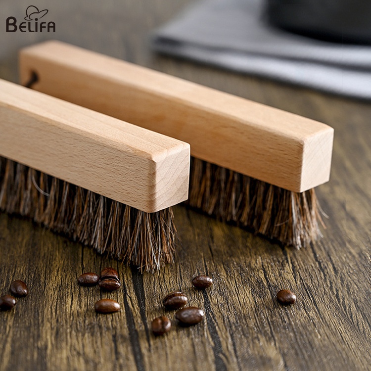 Кухонная натуральная щетина лошади, деревянная щетка для эспрессо, кофемолка для порошка, очиститель, чистящая щетка