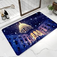 Karpet Lantai 3D Motif Bunga Geometris Buatan Mesin Anti Selip Penyerap Air Empuk untuk Ruang Tamu Set Karpet Area Poliester Karpet Kamar Mandi