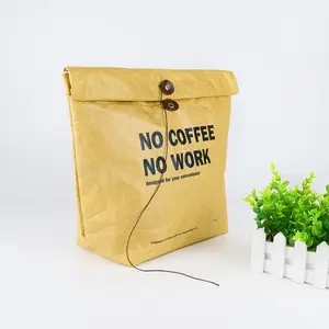 New Style Wholesale Cheap Eco Friendly Kraft Paper Tyvek Coffee Beverage Food Delivery Bag With Cotton Lining