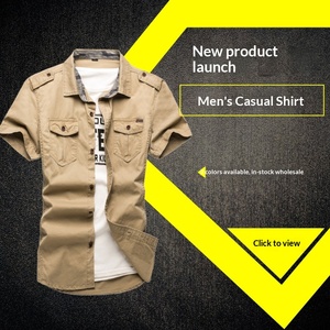 Nouvelles Chemises d'été à manches courtes pour hommes, multi-poches, en coton de haute qualité, décontractées, couleur unie, pour l'extérieur - Product Image 1