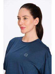Munns & Mars <b>Women's</b> Blue Solid Cotton Oversized Casual T-<b>Shirt</b> Round Neck Relaxed Fit Tee for Everyday Wear Fashion Travel Bulk - Product Image 3