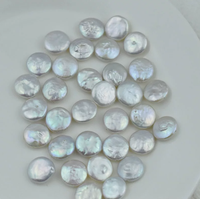 Perles de culture d'eau douce naturelles, forme bouton, haute brillance, blanches, en forme de pièce de monnaie, perles en vrac pour la fabrication de bijoux, boucles d'oreilles clous DIY, vente en gros