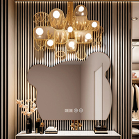 Miroir mural décoratif LED intelligent en verre trempé pour salle de bain, forme irrégulière ours en peluche, avec capteur tactile, intensité réglable, anti-buée, certifié CE, vente en gros