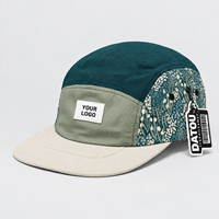 Casquette de baseball unisexe réglable pour l'extérieur, en tissu Ripstop, à 5 panneaux, avec imprimé floral color block, visière contrastante et patch d'étiquette tissée personnalisée
