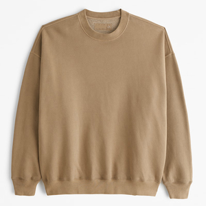 Sudaderas atléticas de manga larga con cuello redondo de gran tamaño de lana digital en blanco negro informal de invierno para hombre con logotipo bordado personalizado - Product Image 5