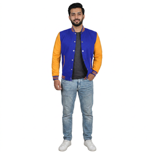 New Arrival Best Selling Men Varsity <b>Jacket</b> <b>Leather</b> <b>Long</b> Sleeves Lightweight Winter Wear Fashion Men Varsity <b>Jackets</b> - Product Image 1
