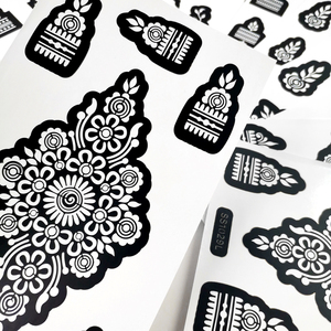Plantilla autoadhesiva de PVC personalizada, transferencia DIY, pegatina temporal de impresión, pintura facial de mano, plantilla de tatuaje con aerógrafo Henna - Product Image 5