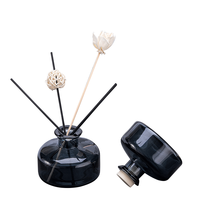 Bouteille en verre ronde et plate de 150 ml pour diffuseur de parfum d'ambiance, flacon vide pour diffuseur d'arômes avec bâtonnets en rotin, vente en gros, couleur personnalisée