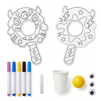 Kit de raquettes à peindre DIY, jouet créatif pour enfants, jeu de capture de monstres mignons, raquettes en carton vierges à peindre à la main pour la maternelle